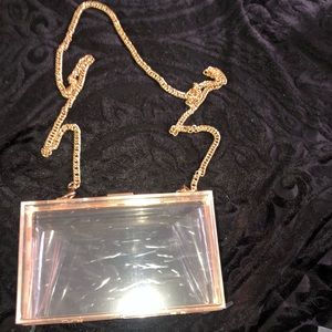 Gold transparent Crossbody clutch bag